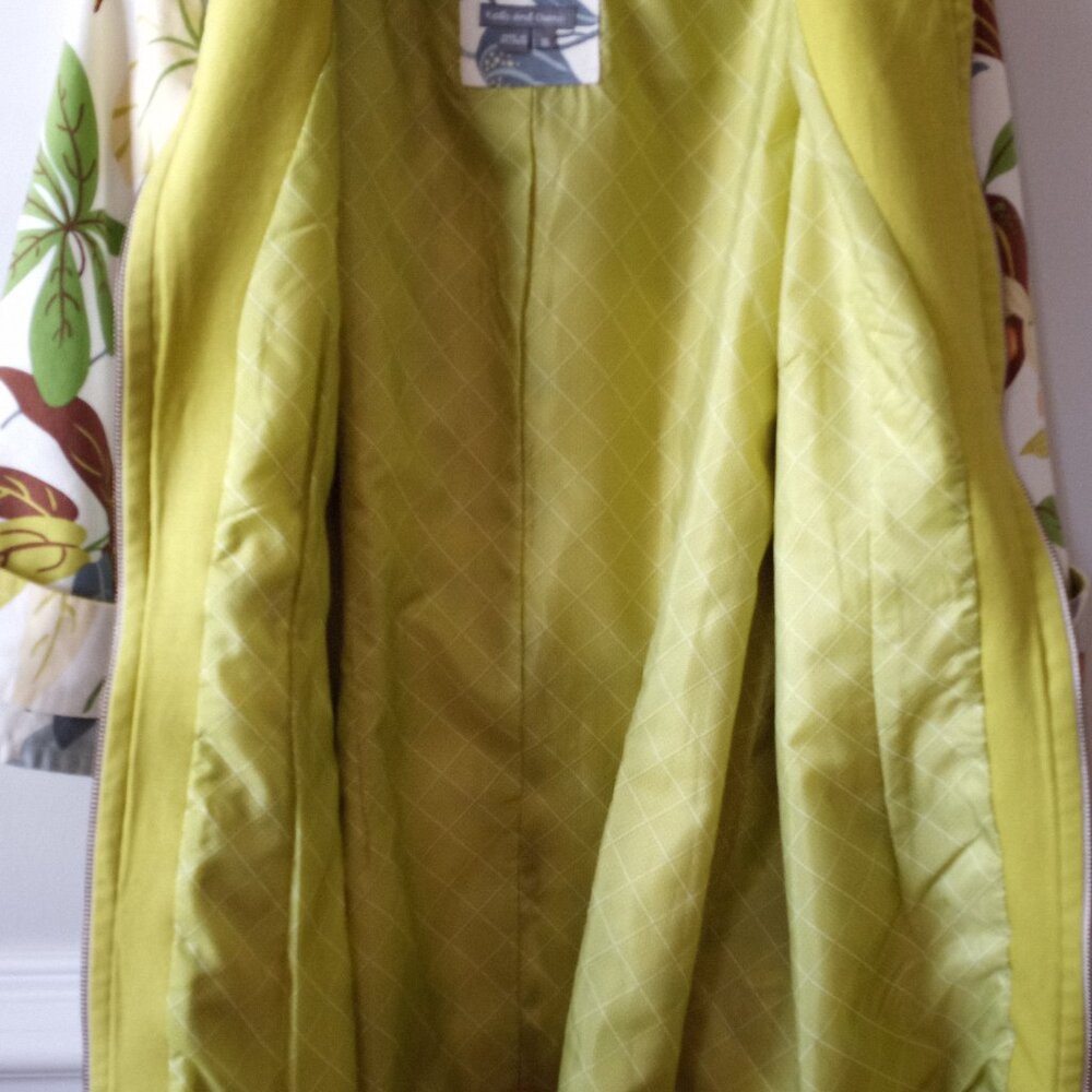'Kelly & Diane' Collarless Coat Size 16 Botanical Reversible Belt 100%Cotton - Picture 16 of 16